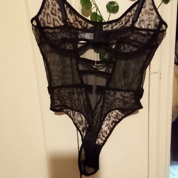 Black Sheer Lace Bodysuit - Picture 1 of 3